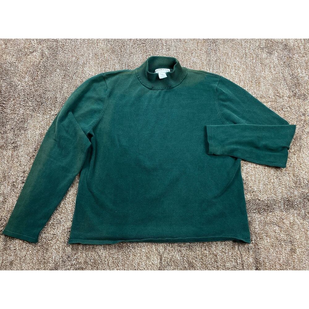Vintage Pendleton Women L Green Silk Nylon Turtleneck Sweater Faded Sun Bleached